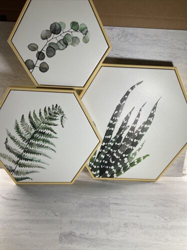 Canvas Wall Art Succulent Wall Decor 3 Pieces Tropical Palm Green Leaves Simple (6922743644343)